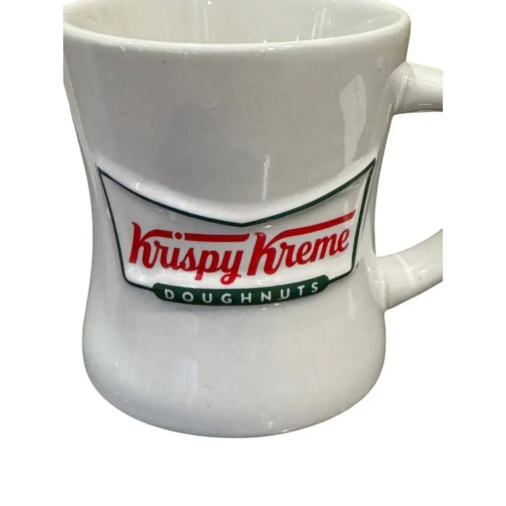 Krispy Kreme Doughnuts Raised Logo Diner Style Ceramic 16oz Coffee Mug